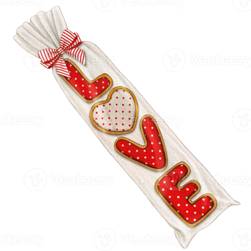 waterverf hand- getrokken liefde bericht koekjes png