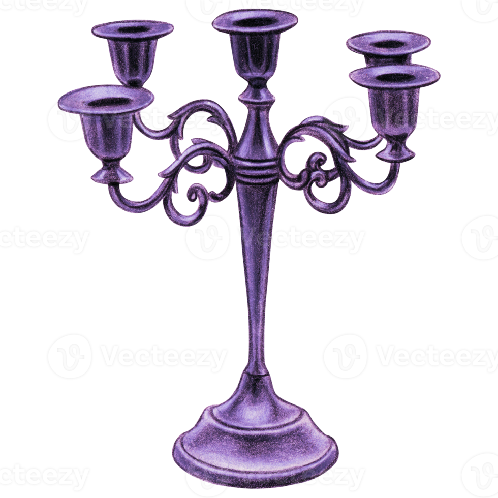 Watercolor hand drawn gothic candle holder png
