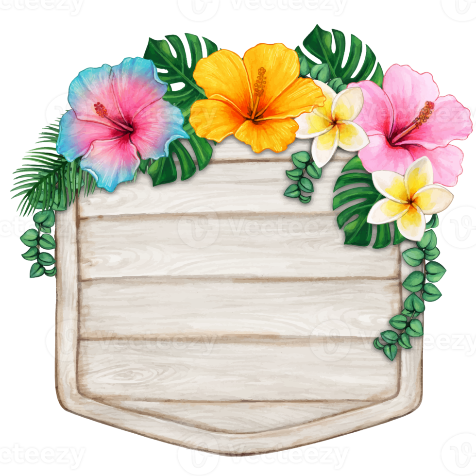 watercolor tropical summer frame png