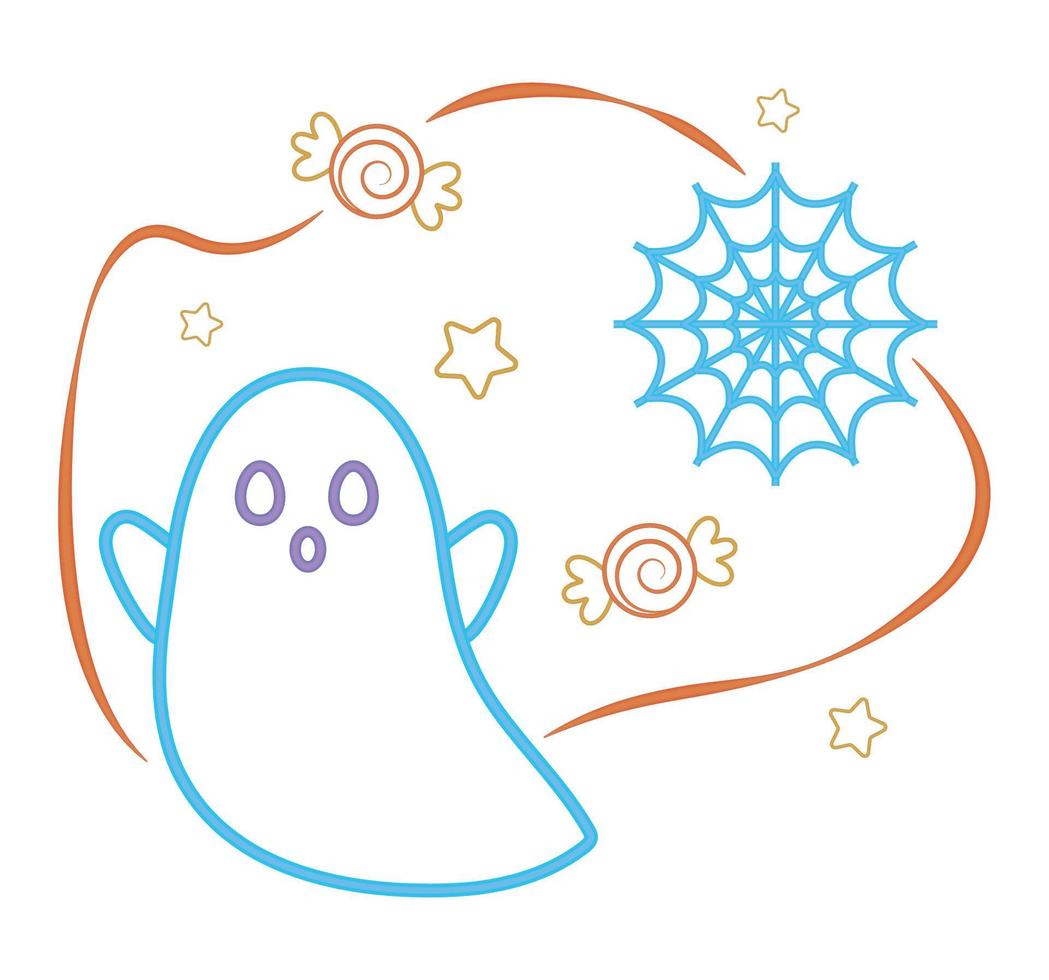 halloween ghost and candies vector