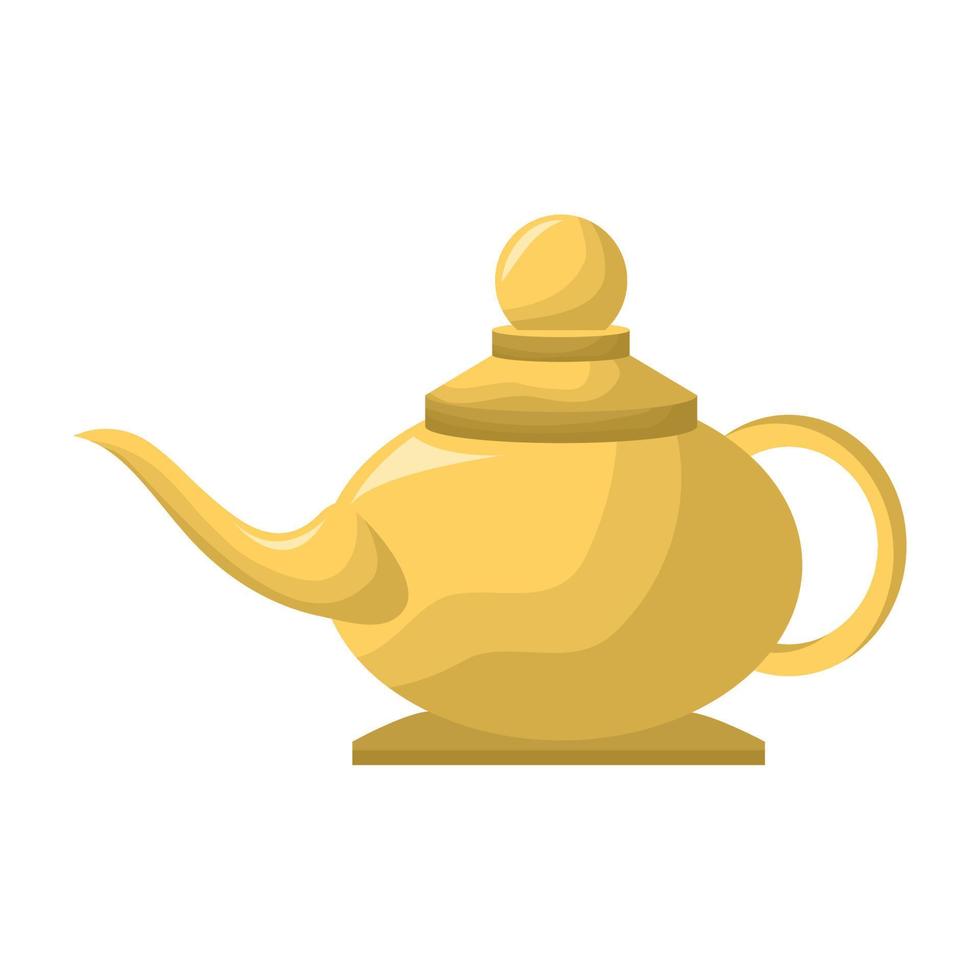 golden arabic tea pot vector