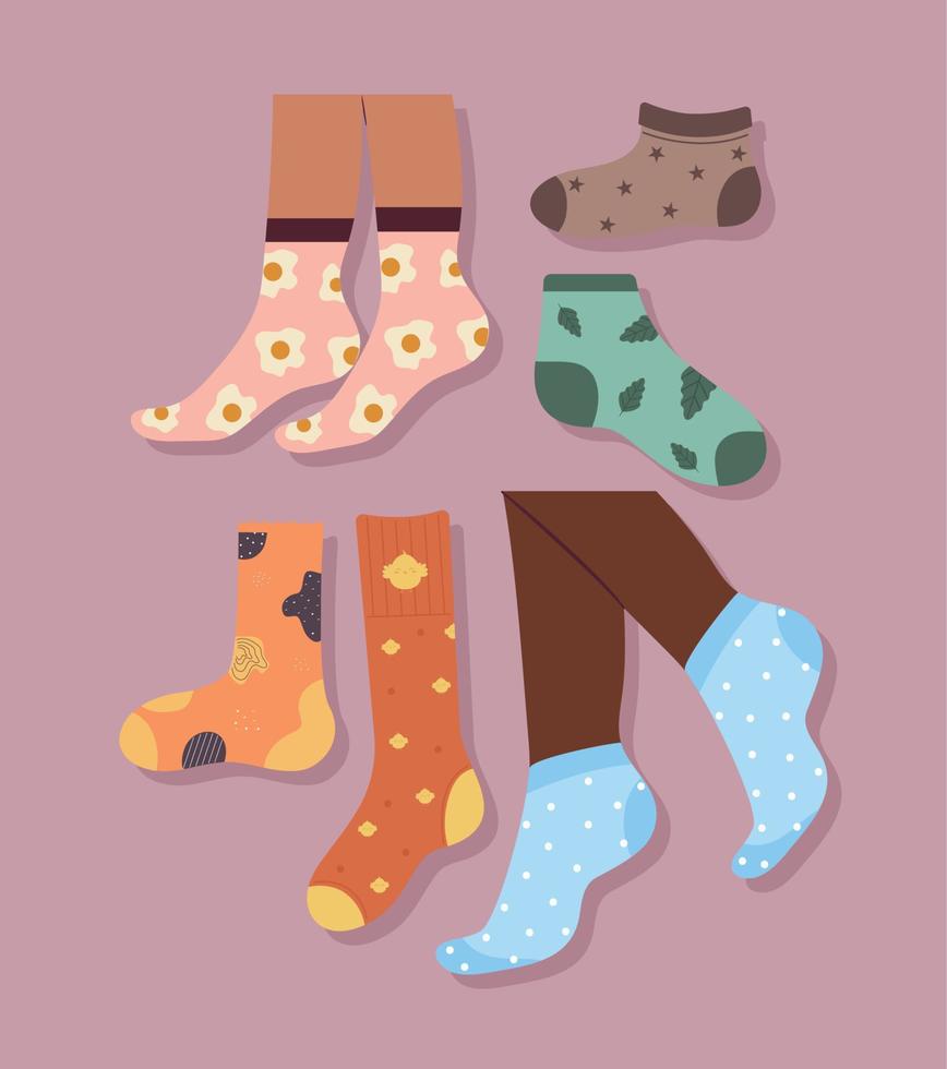 conjunto de calcetines de colores vector