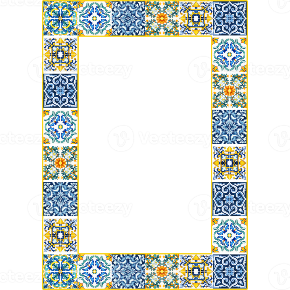 watercolor mediterranean tiles frame 21388476 PNG