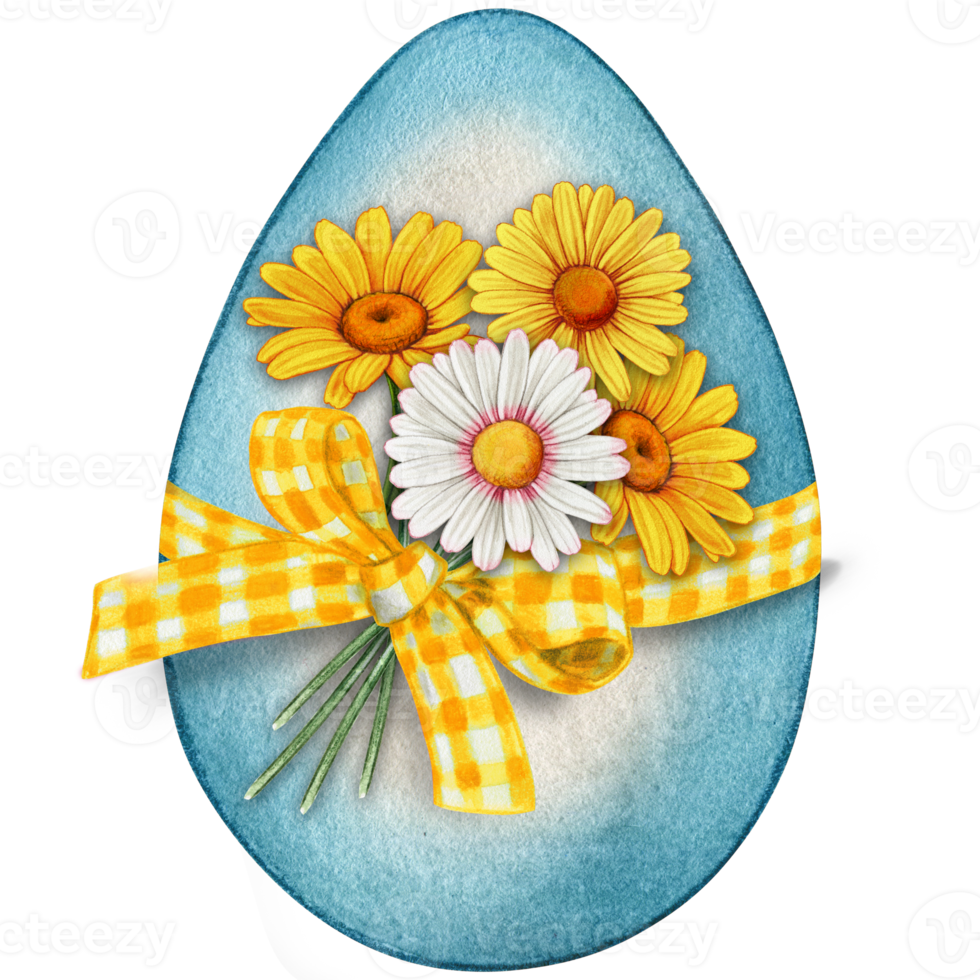 Watercolor cute decorated easter egg png