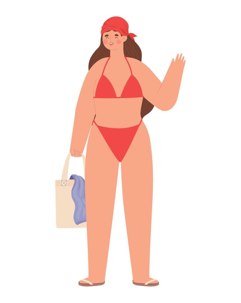 mujer en bikini vector