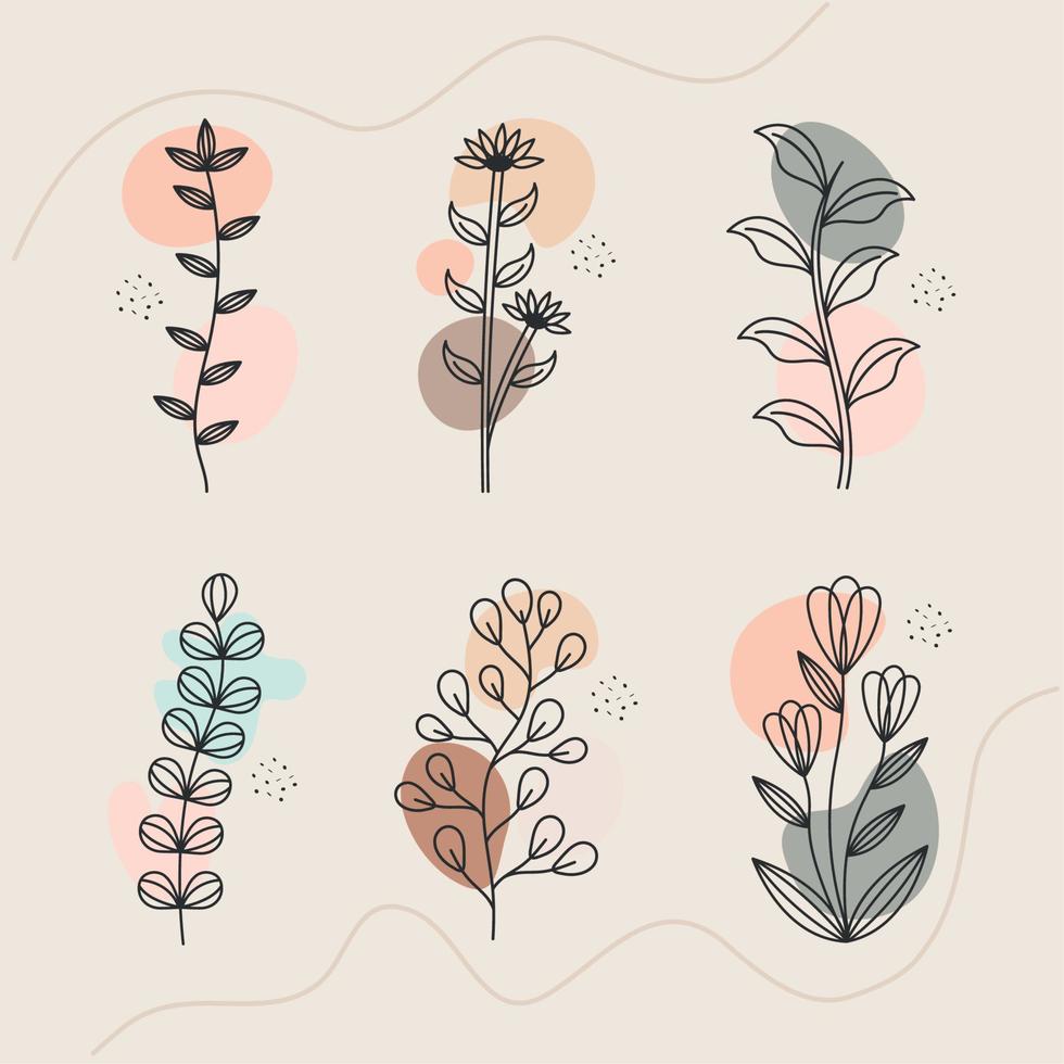 six nature plants vector
