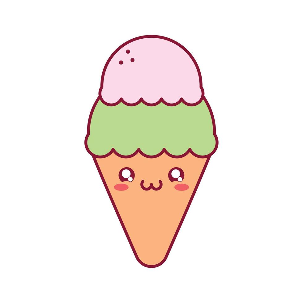 smiling kawaii ice cream vector