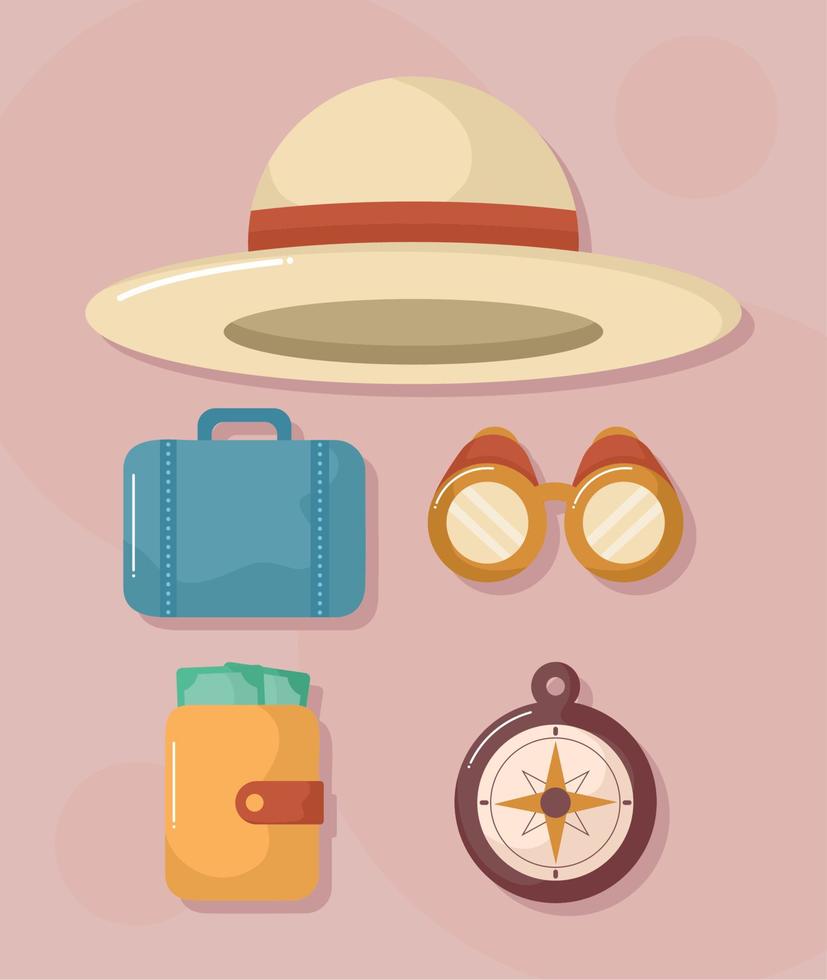colored travel items vector