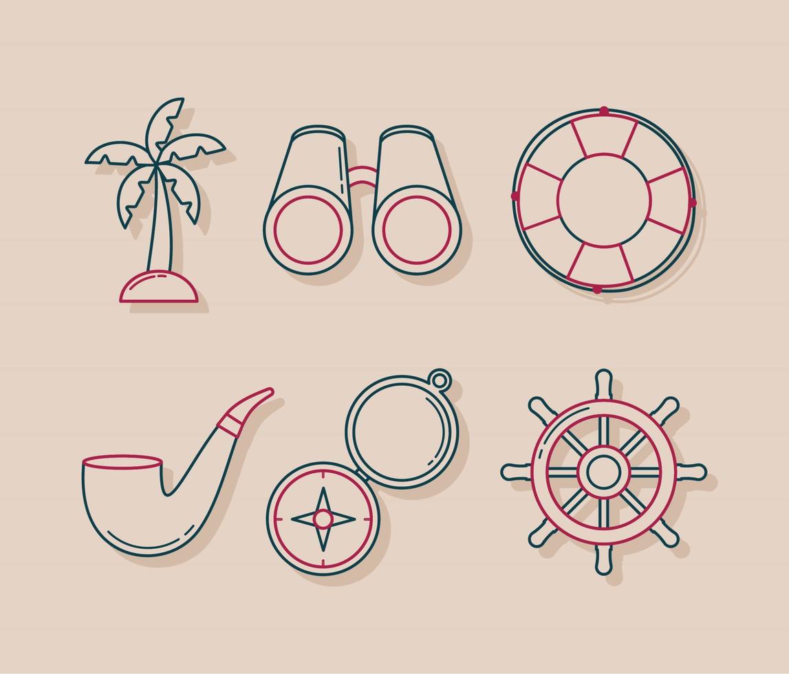 nautical icons bundle vector