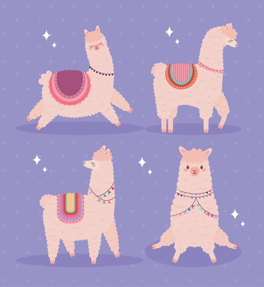 happy llamas set vector