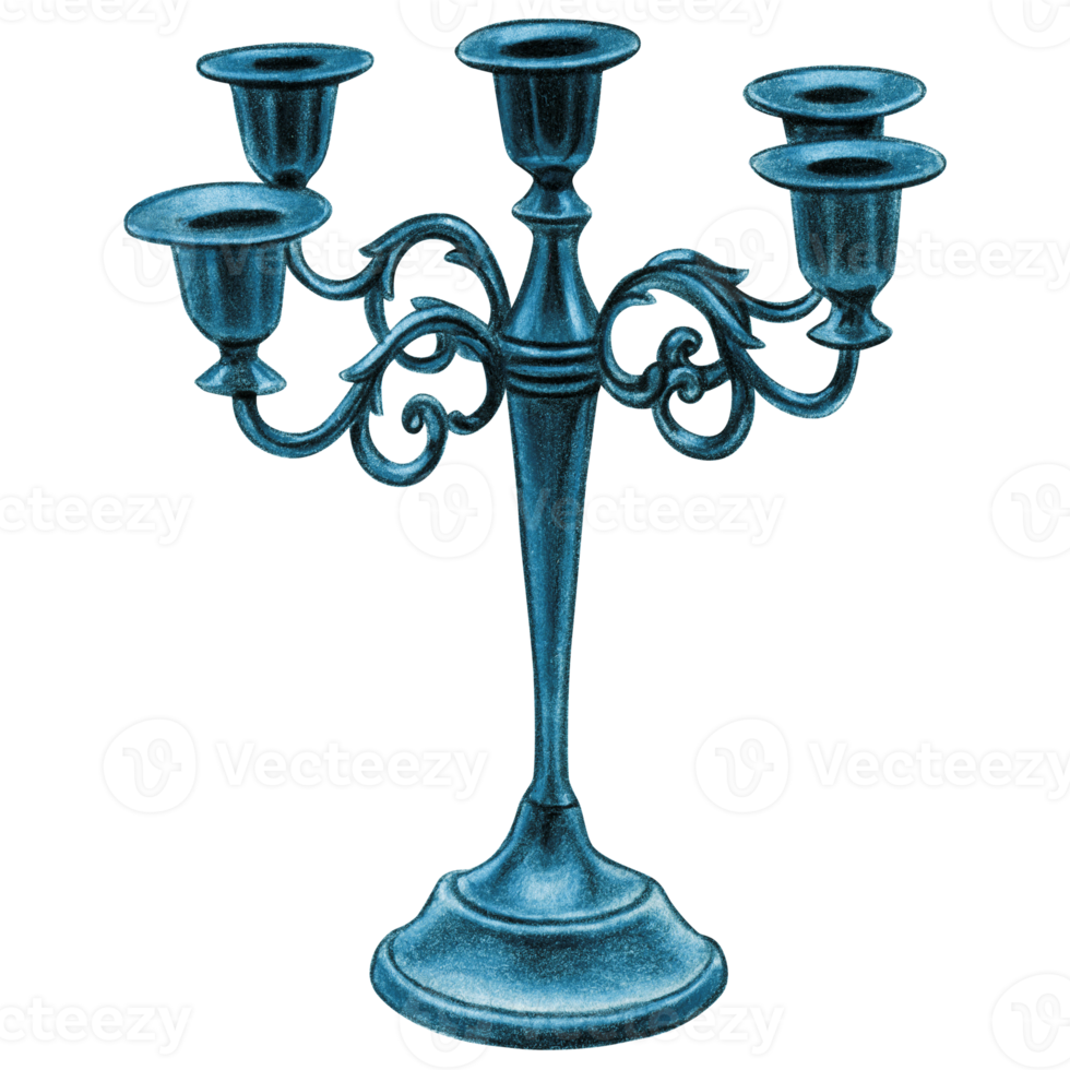 Watercolor hand drawn gothic candle holder png