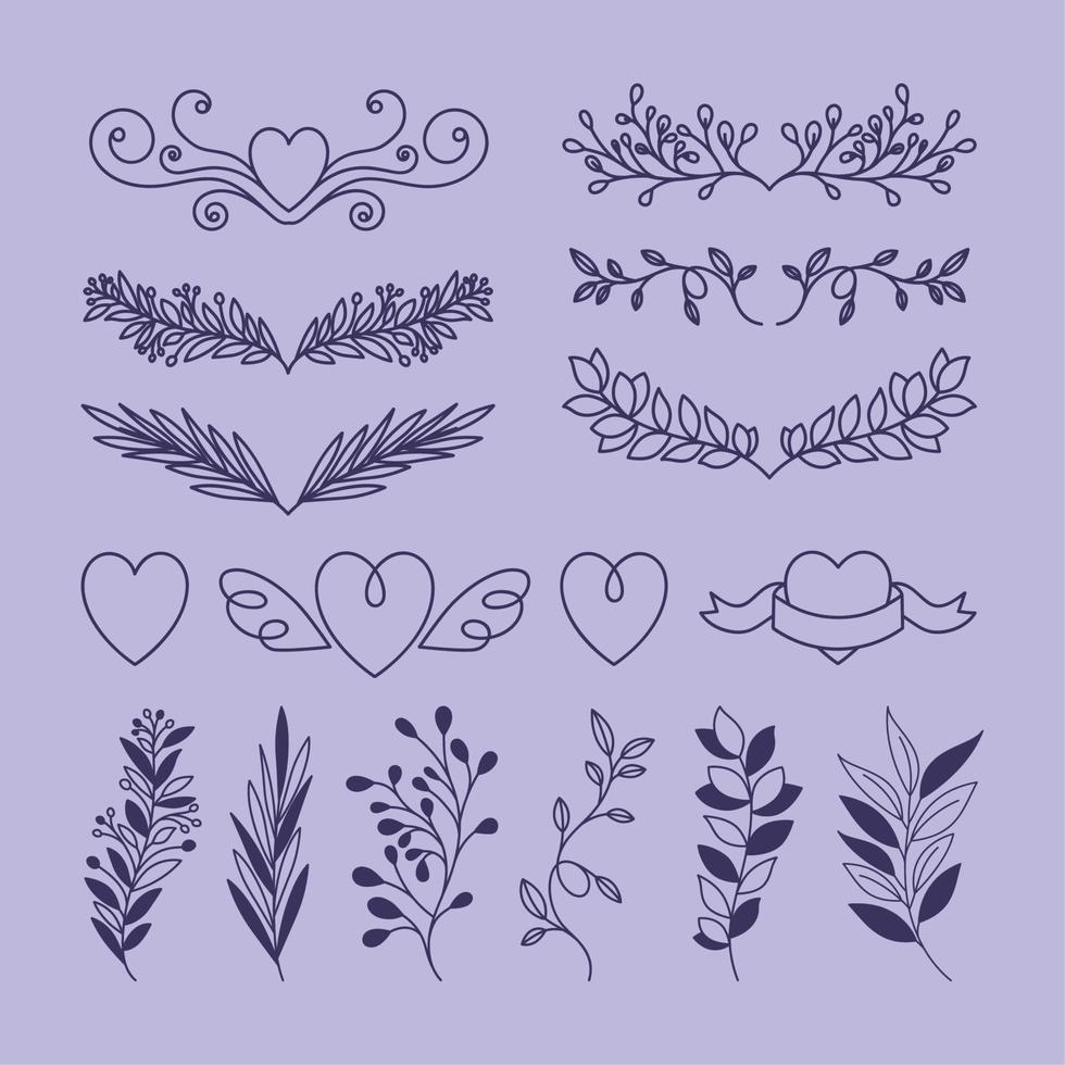 wedding icons set vector