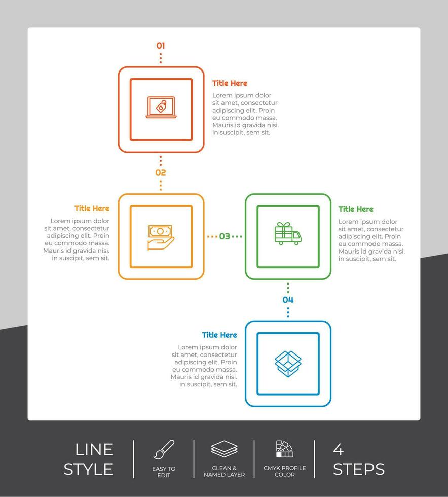 Infographic vector design with 4 steps can be used for workflow, presentation, and business purpose.