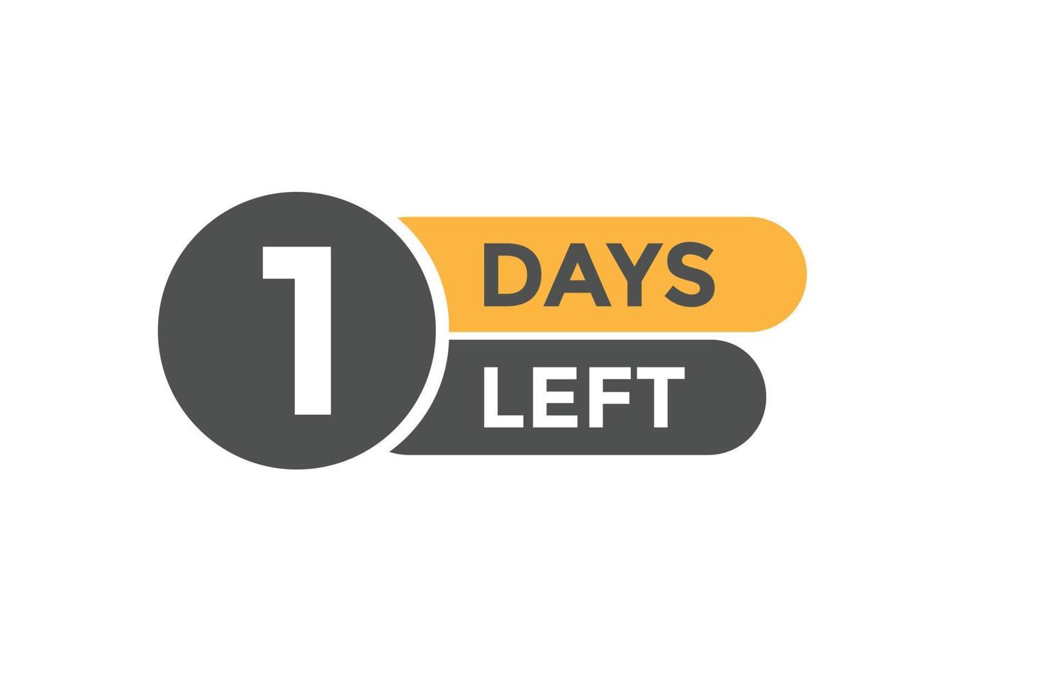 1 days Left countdown template. 1 day Countdown left banner label button eps 10 vector