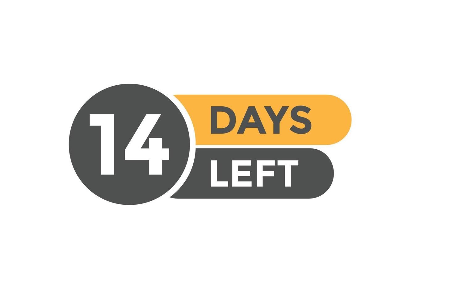 14 days Left countdown template. 14 day Countdown left banner label button eps 10 vector