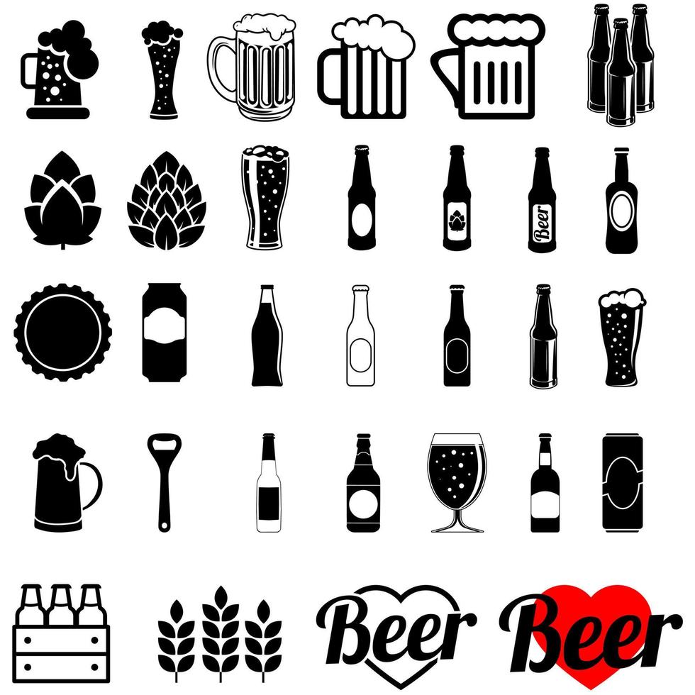 cerveza icono vector colocar. alcohol ilustración firmar recopilación. bar símbolo o logo.