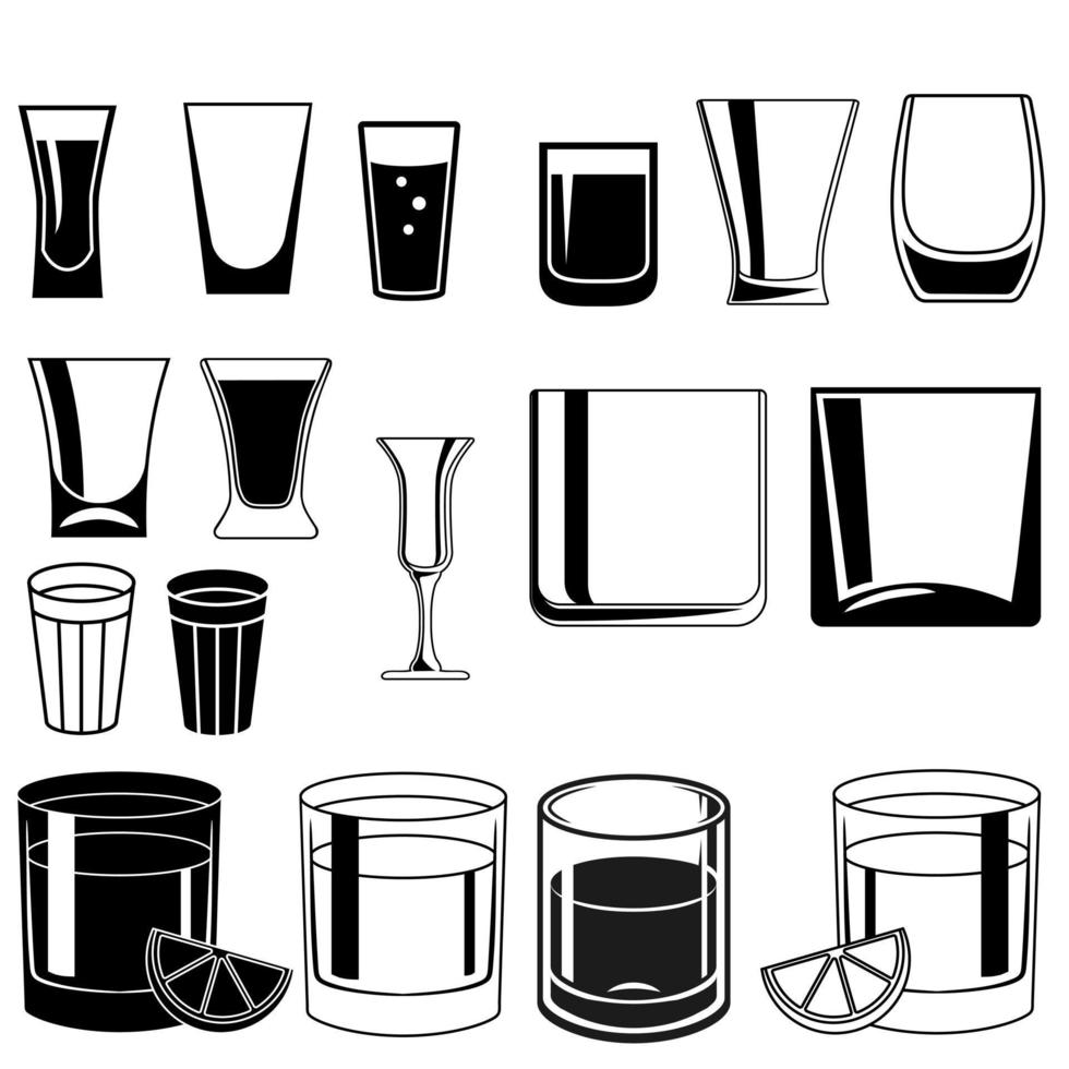 Shot Glasses icon vector set. Drinking Illustration sign collection. Bar Illustration sign.