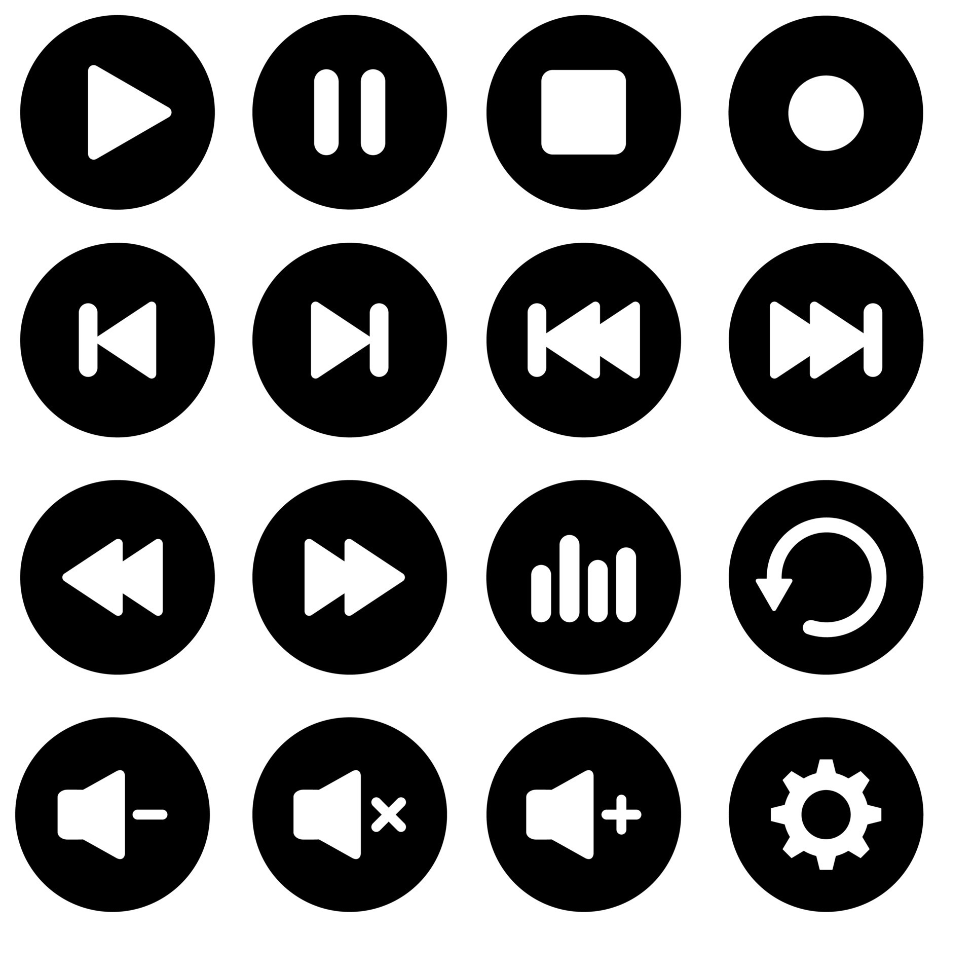 Play button vector icon. Media player control iconsillustration set