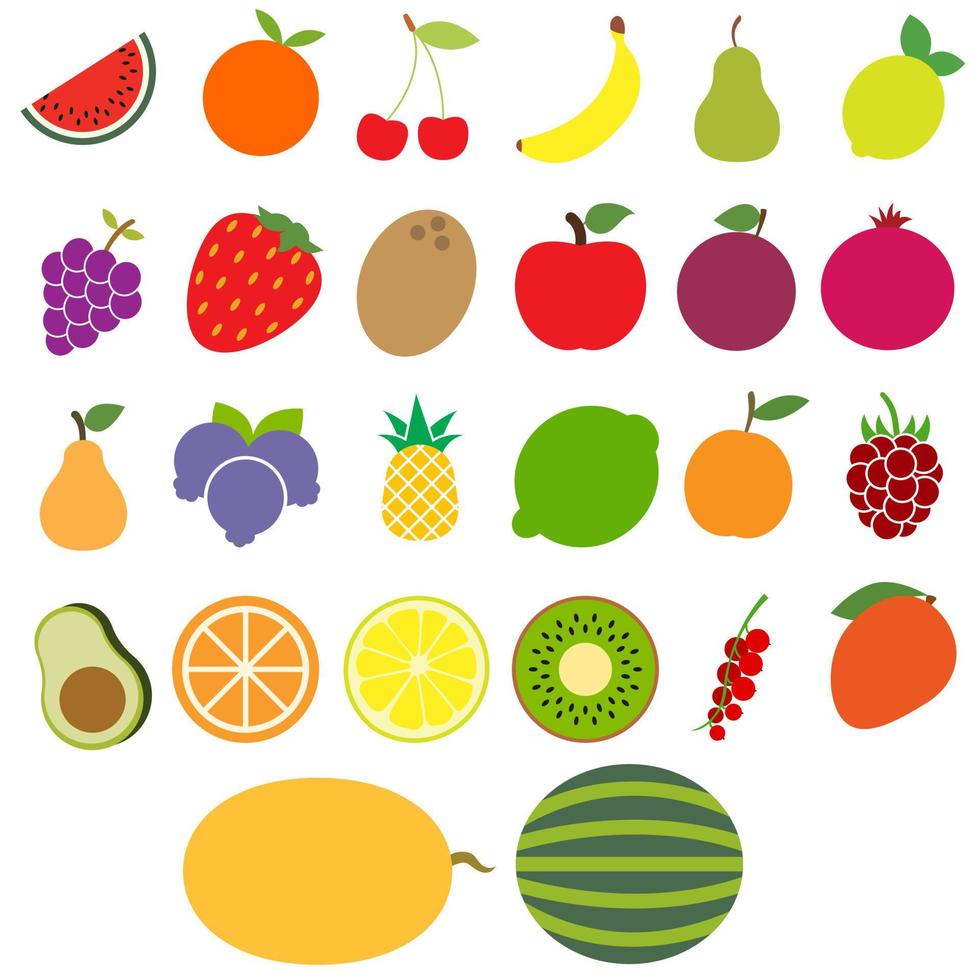 Fruit vector icon set. vitamins. veganism illustration sign collection. farm symbol or logo.