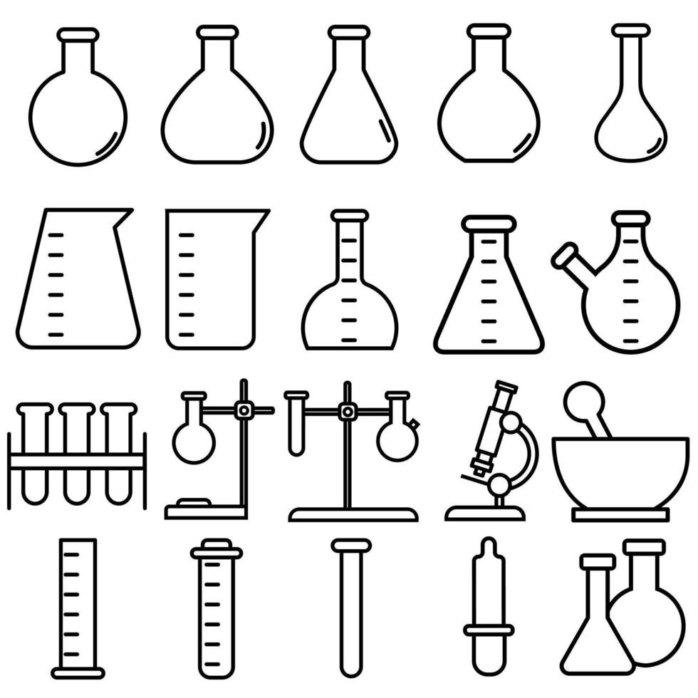 Laboratory icon vector set. analyzes illustration sign collectiob. test tube symbol. chemistry logo.