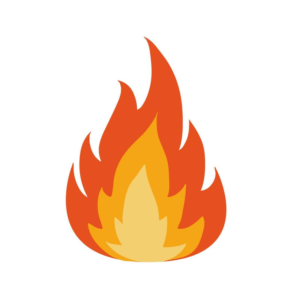 Fire emoji illustration. Simple light dangerous energy flame burns fired symbol. isolated vector burning dangers blazing sticker.