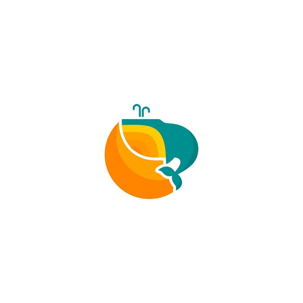 Whale logo design with color motif on white background vector