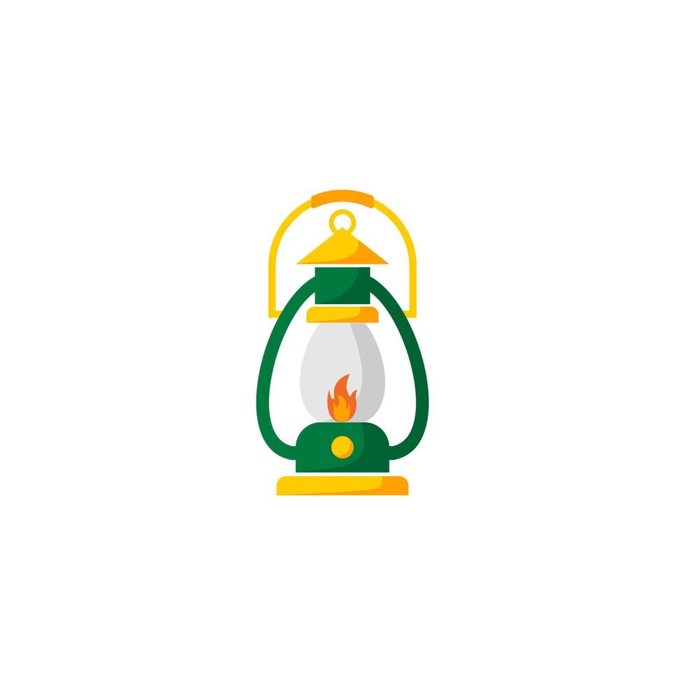 Kerosene lamp flat icon. lamp logo. vector