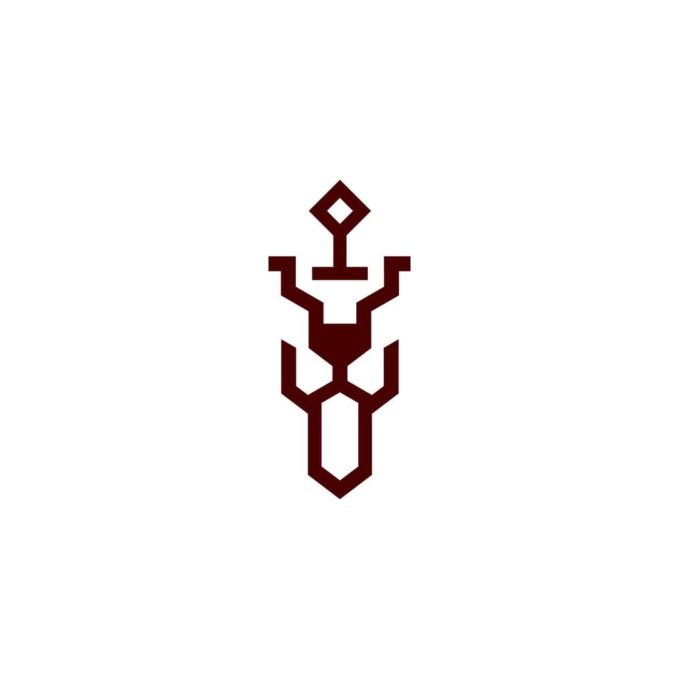 Throne sword logo design with wolf head combination vector
