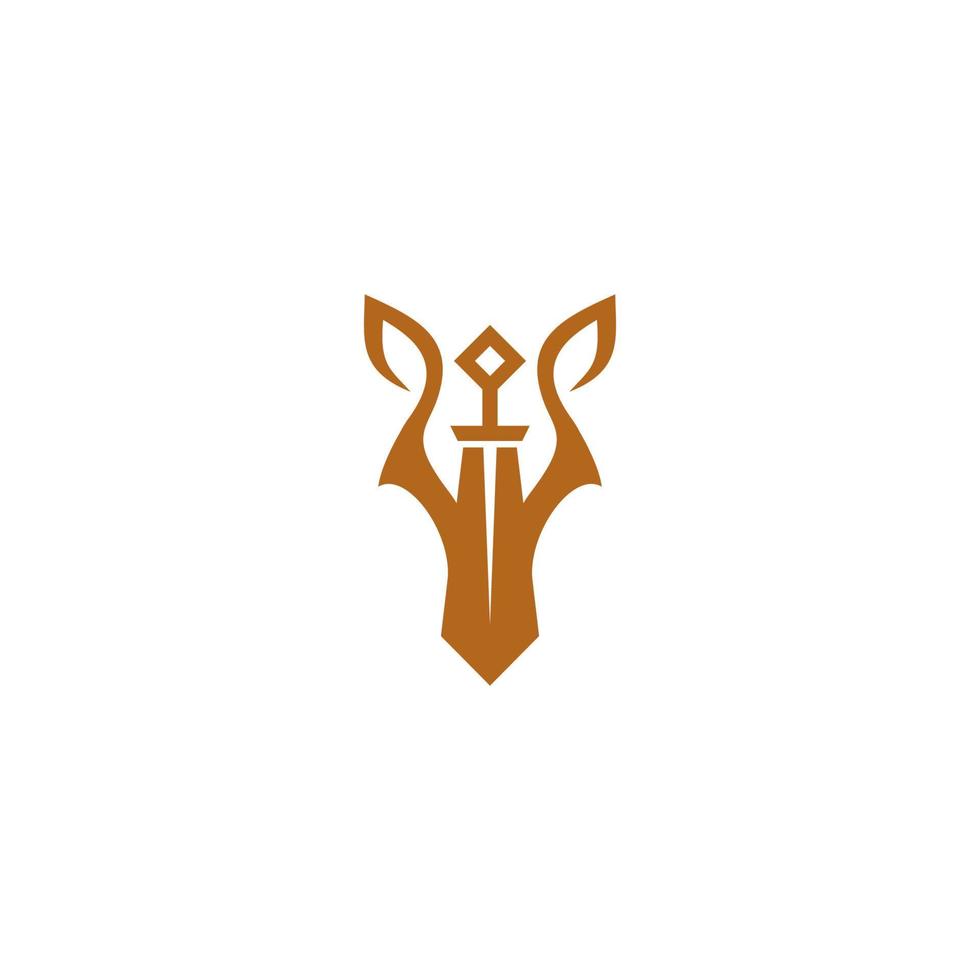 Throne sword logo design with wolf head combination vector