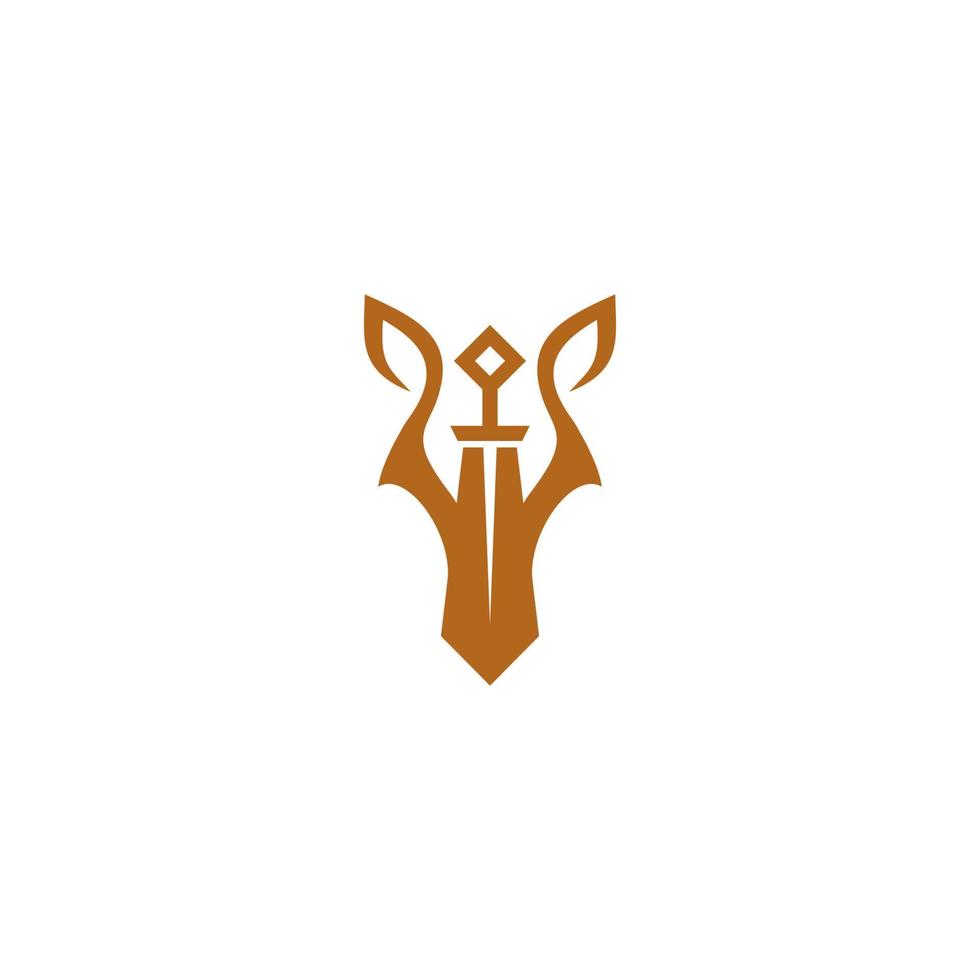 Throne sword logo design with wolf head combination vector