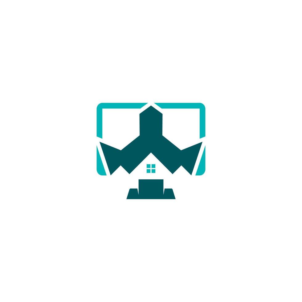monitor screen logo design with royal crown inside vector
