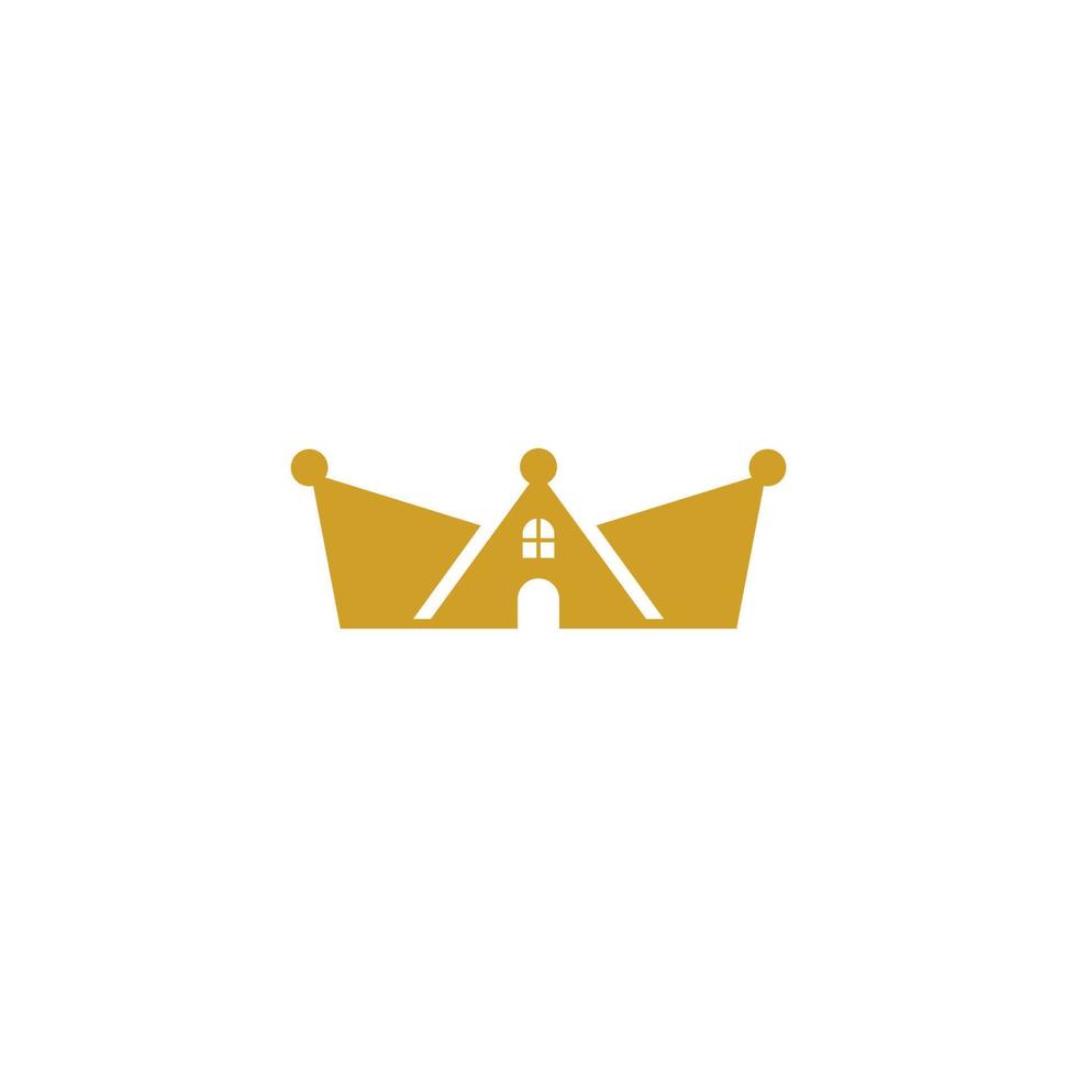royal crown logo with house design combination vector