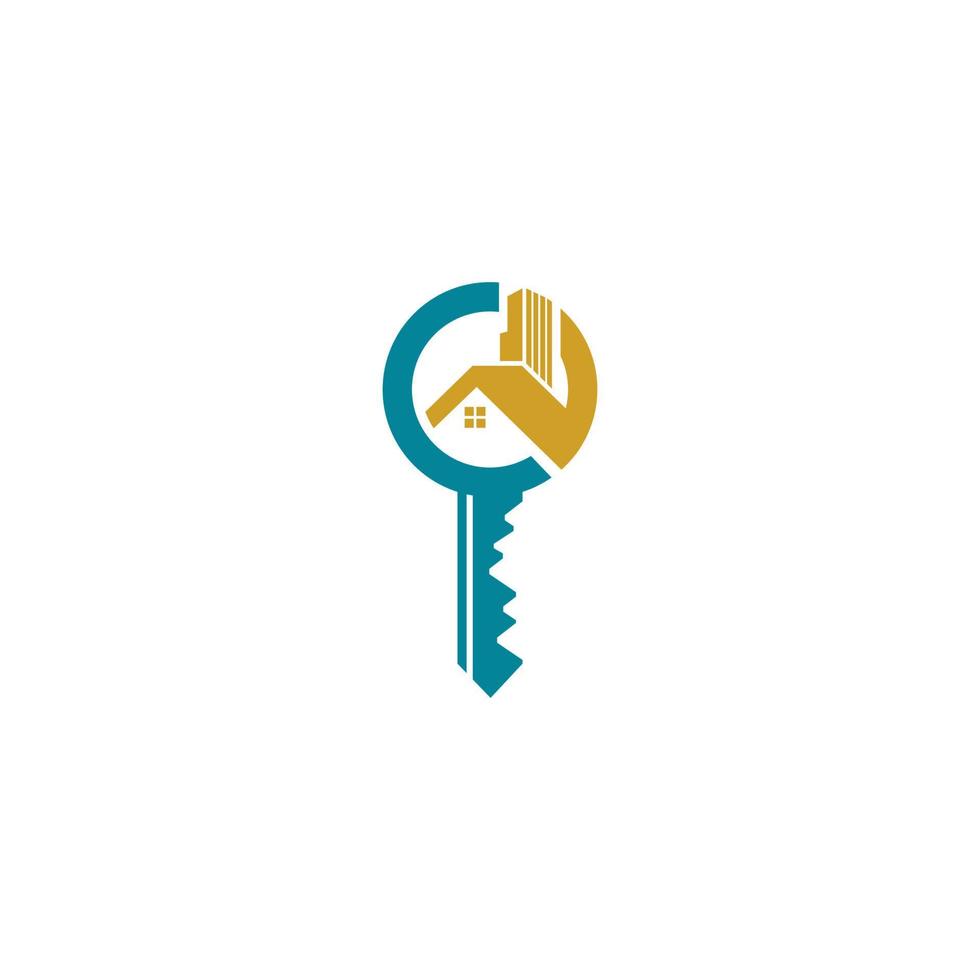 Logo for house key company with house key on top. vector
