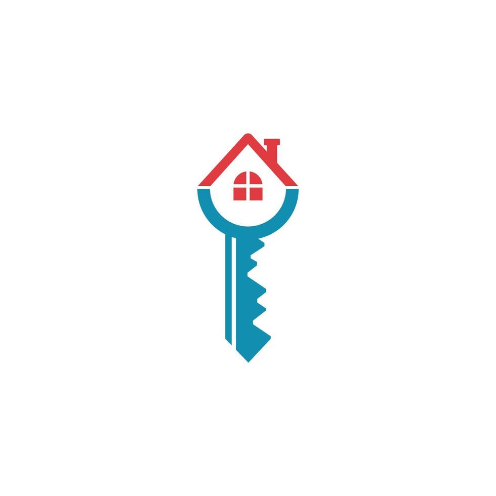 Logo for house key company with house key on top. vector