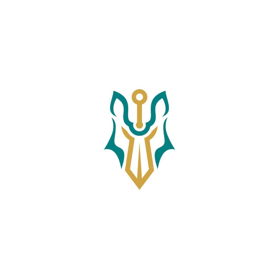 Throne sword logo design with wolf head combination vector