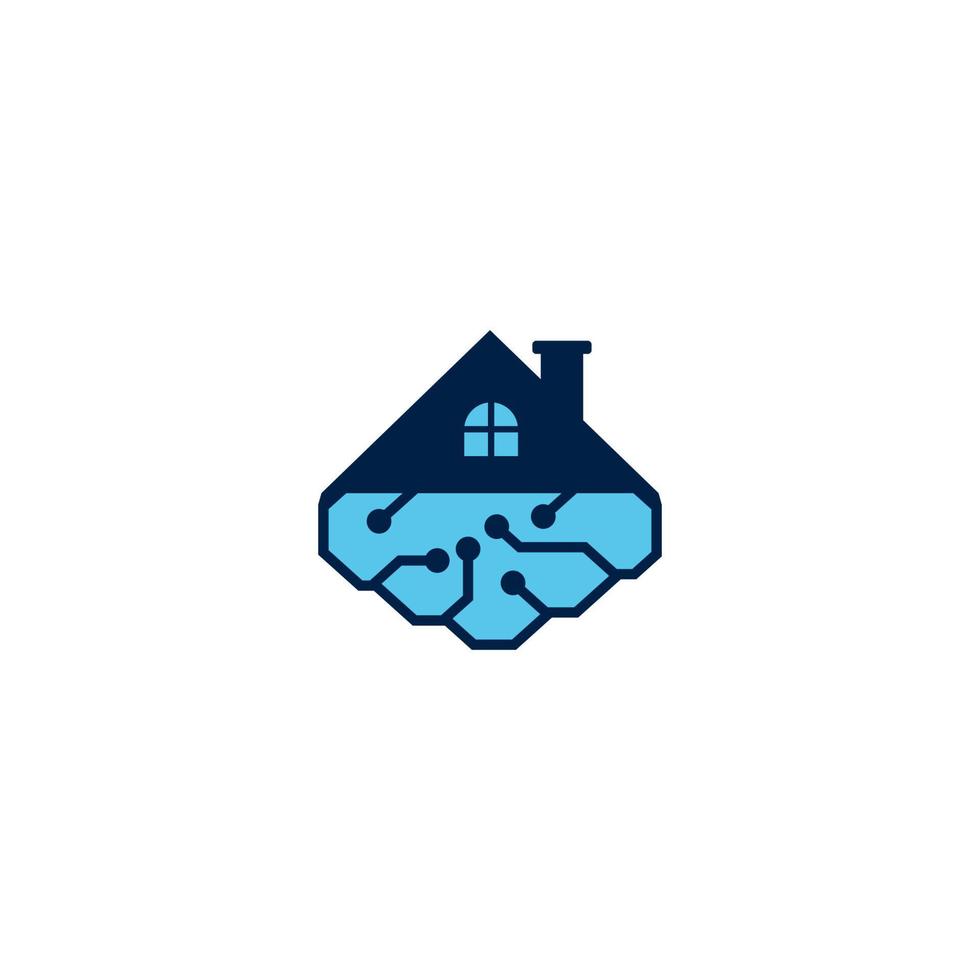 brain logo design with a house on it vector