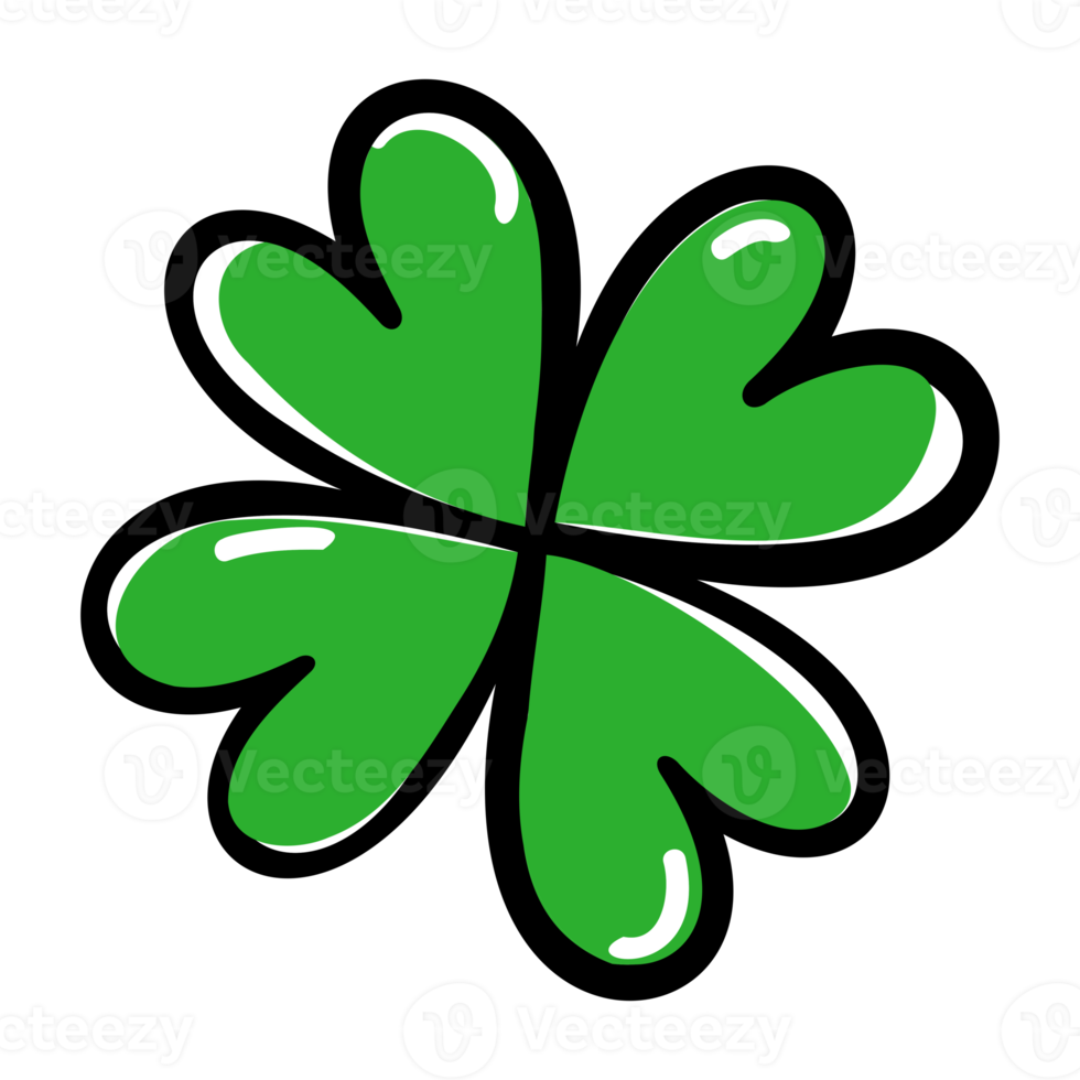 Four leaf clover shamrock doodle png illustration