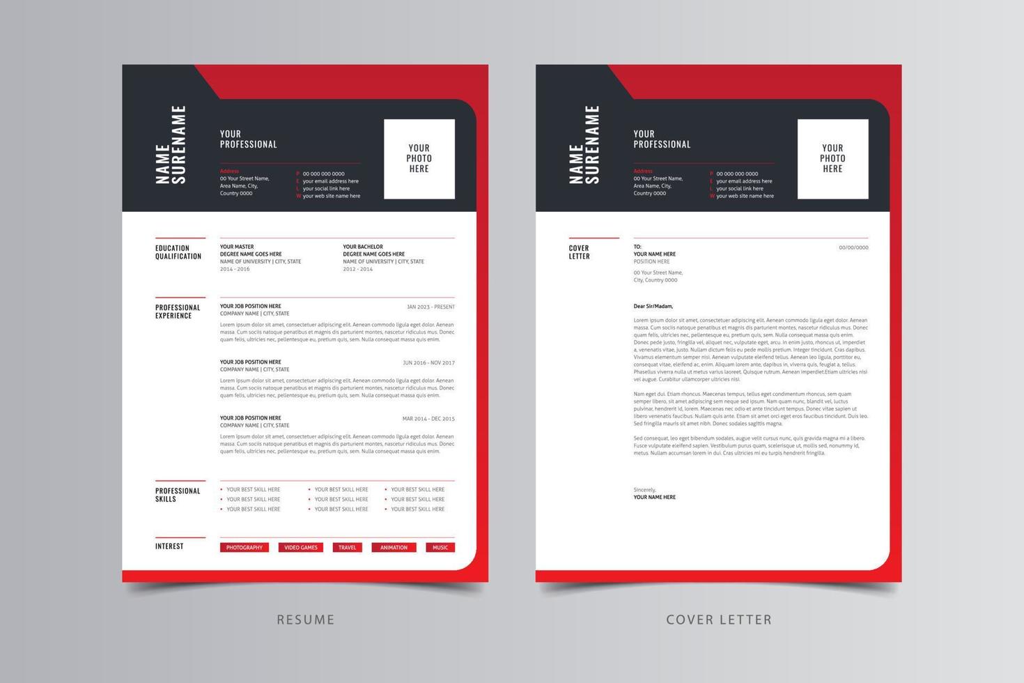 Resume Template, Professional Modern Resume Template, CV Template vector