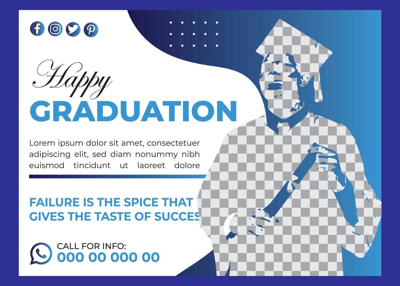 Happy Graduation Horizontal Flyer Template Design vector