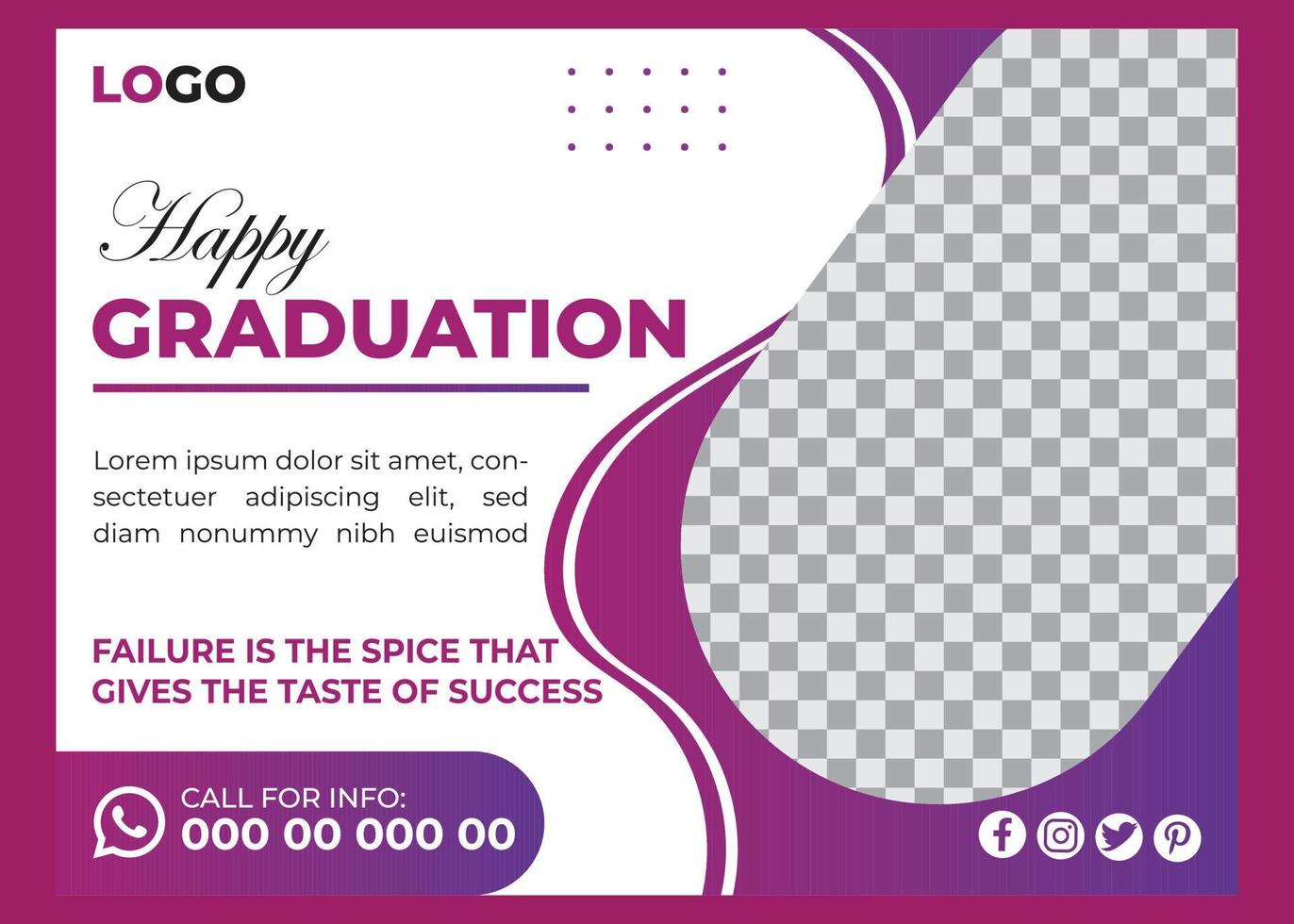 Happy Graduation Horizontal Flyer Template Design vector