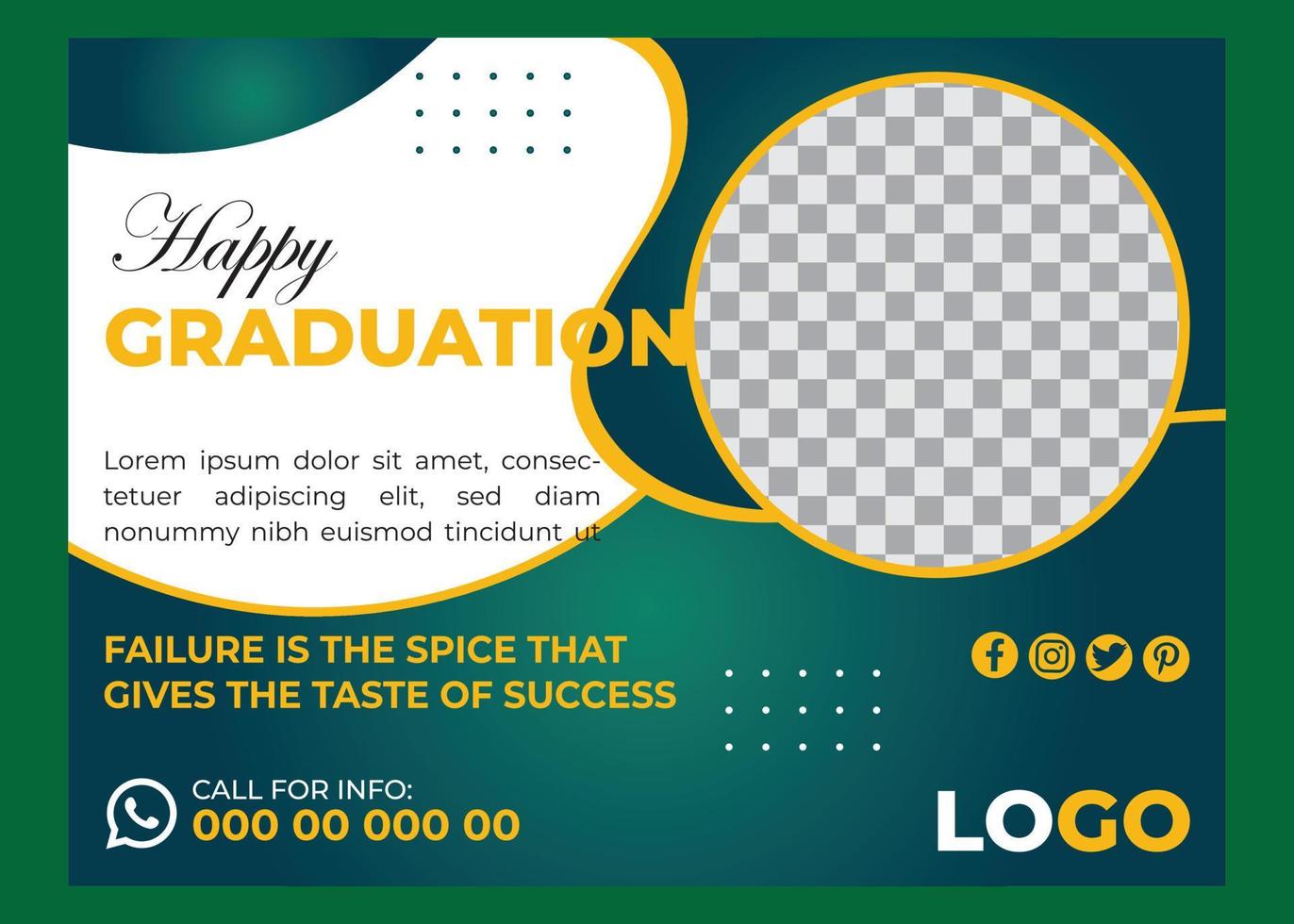 Happy Graduation Horizontal Flyer Template Design vector