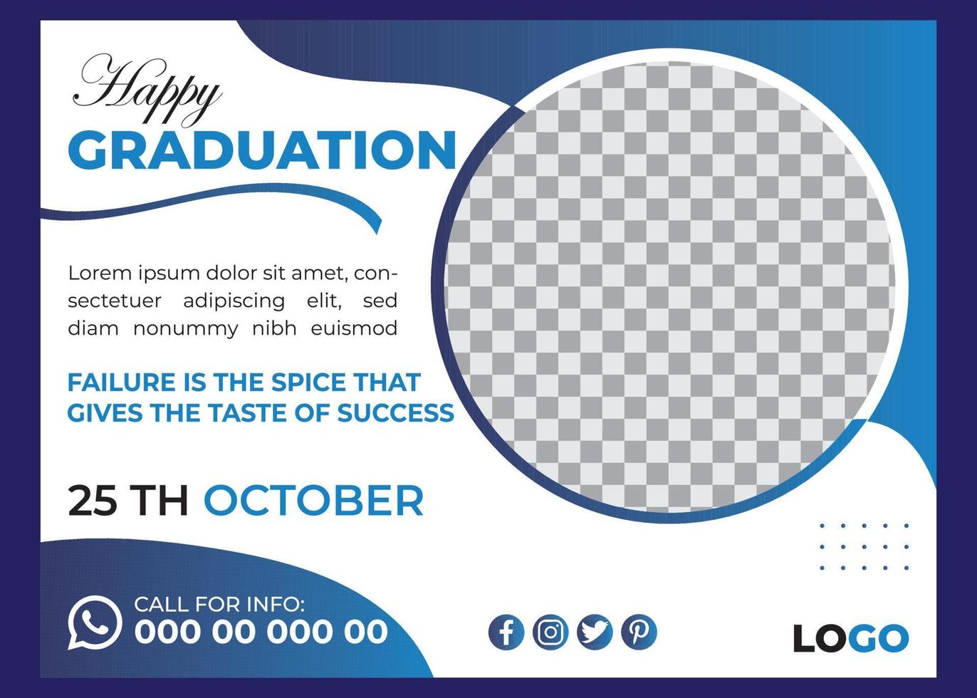 Happy Graduation Horizontal Flyer Template Design vector