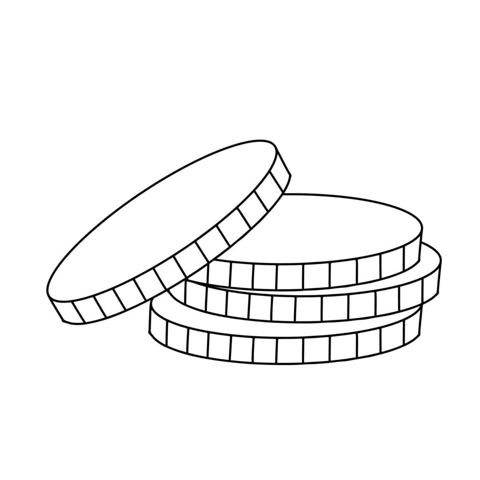 Stack of coins. Doodle hand drawn vector illustration isolated on white