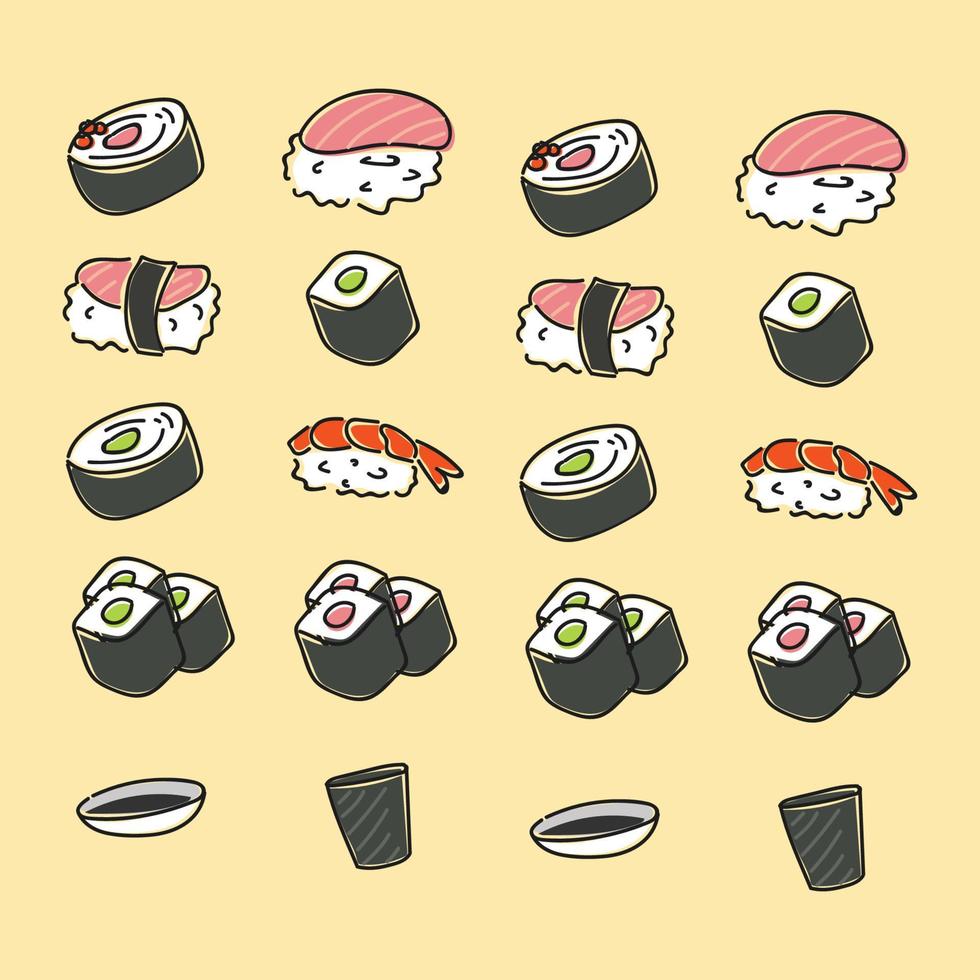 Sushi garabatear vector ilustración paquete
