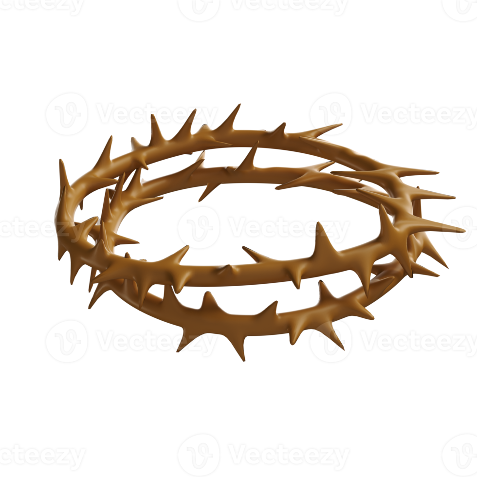 Crown of thorns of Jesus Christ. Religion Easter symbol salvation. 3d icon graphic drawing isolated transparent png