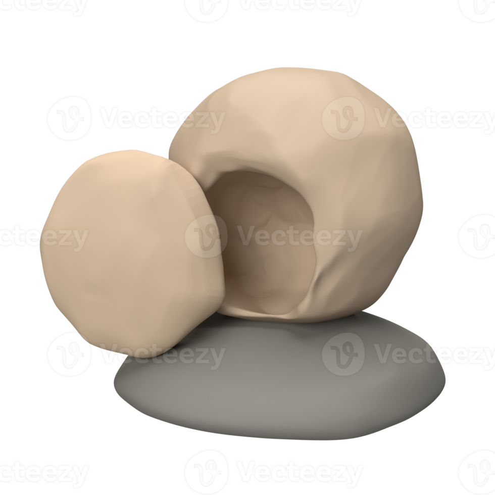 han är stigit. påsk uppståndelse 3d ikon illustration. grotta med stor sten på ingång. tömma grav av Jesus. skriften. isolerat transparent png