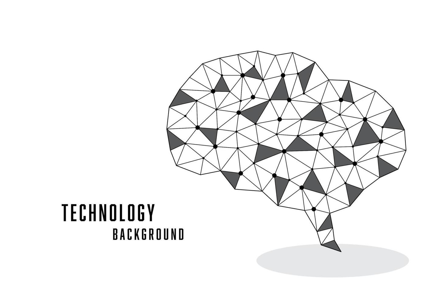 Vector brain  shape point and line low poly. Abstract mash point and line isolate on white background.