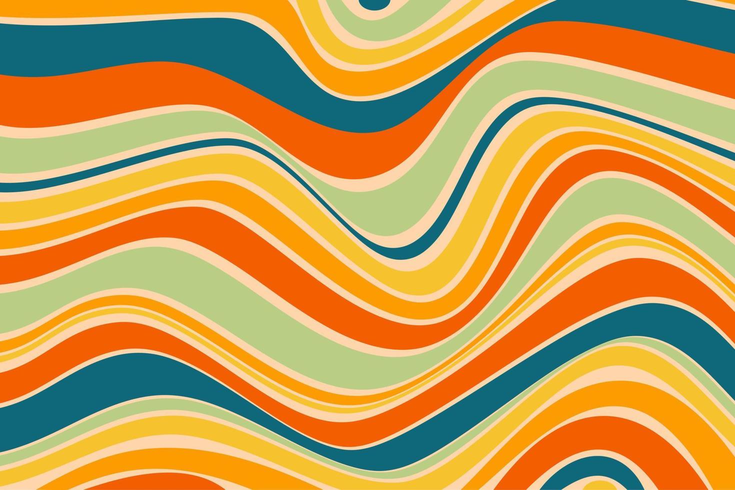 1970 retro modelo maravilloso trippy ondulado resumen maravilloso antecedentes. setenta estilo. hippie estético años 60, años 70, Años 80 estilo. ondulado swirly psicodélico modelo. vector ilustración