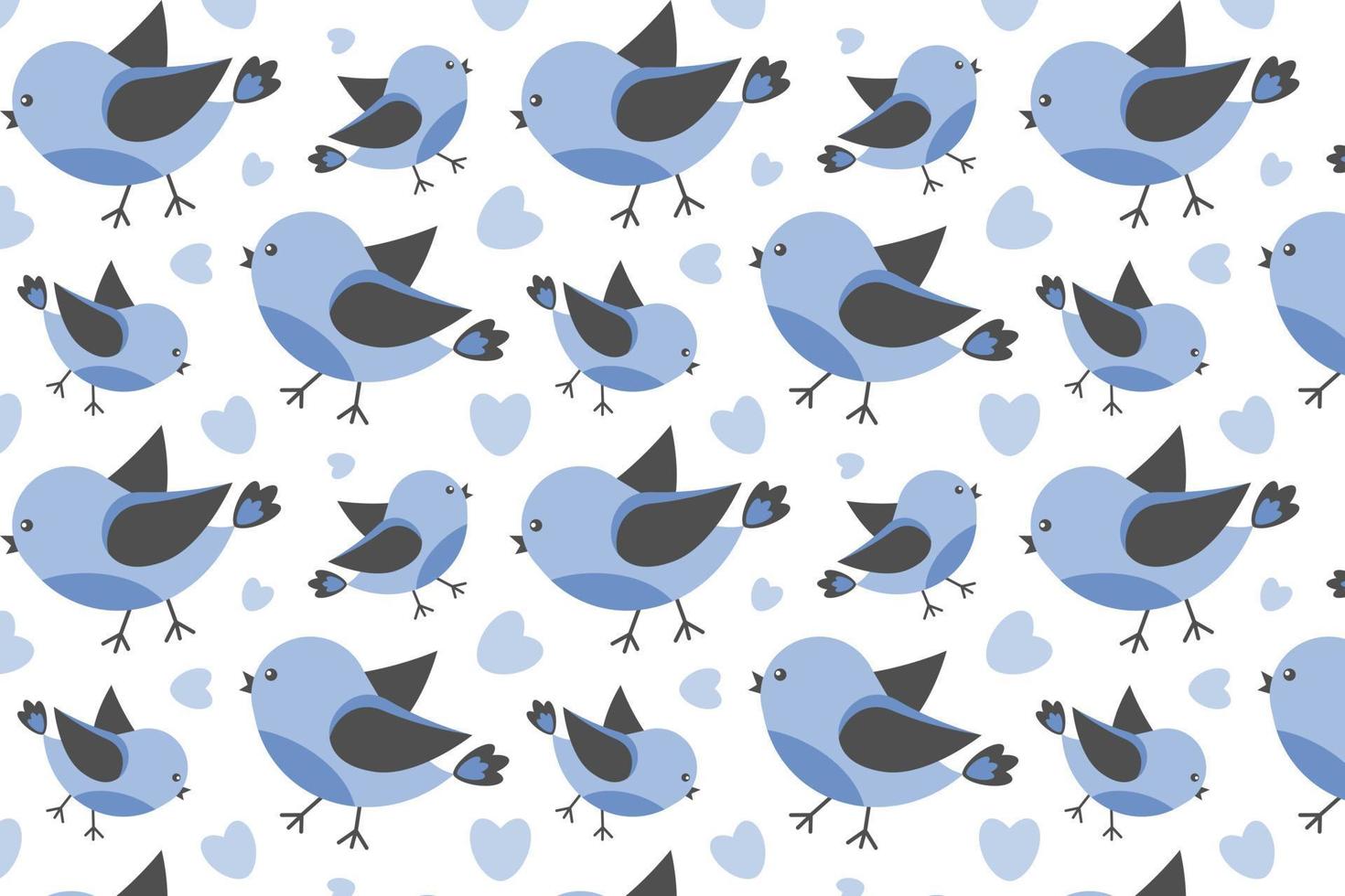 Seamless pattern with cute bird . Funny character, little bird. Bird Day. For baby posters, cards, clothes, home textiles, wrapping paper, nursery. Vector illustration, white background