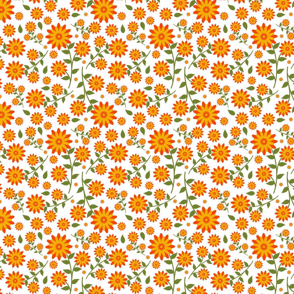 Seamless floral pattern of bright spring flowers. Wildflowers and herbs. Botanical print perfect for wallpaper, fabric, linens, stationery, posters, cards. Vector illustration